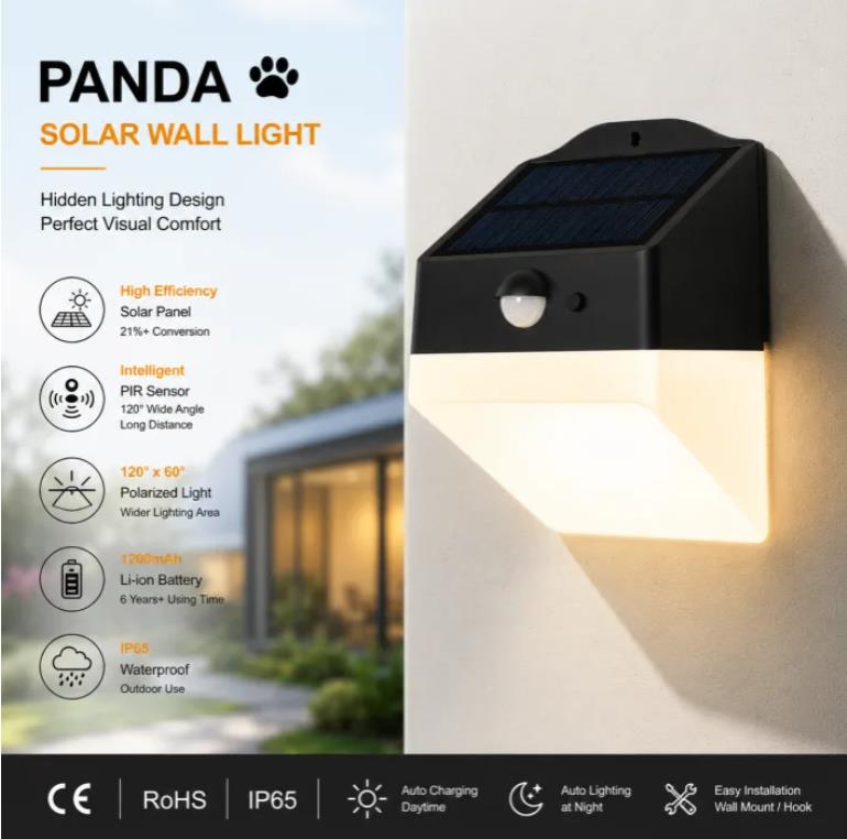 solar wall light panda