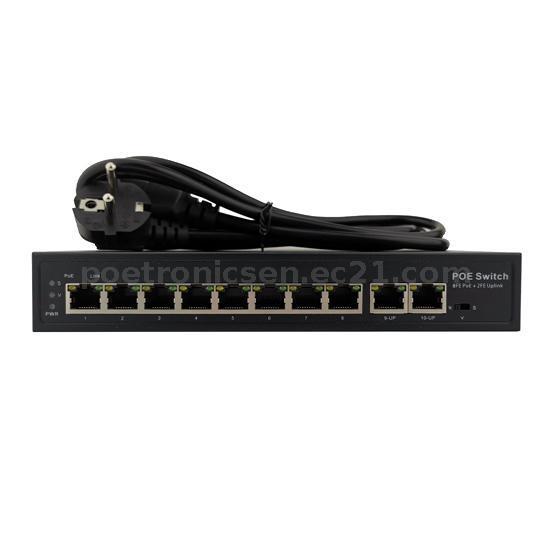 2+8 Port 10/100Mbps PoE Switch – IEEE802.3af/at, 100W/120W Built-in Power Supply