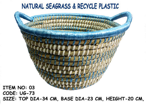Grass & Recycled Plastic Woven Basket