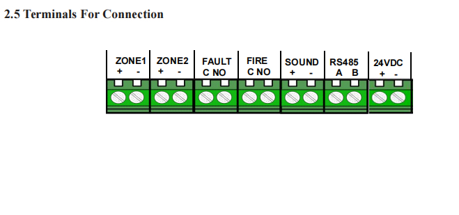 2 Zone Conventional Fire Alarm Control Panel RS485 Network for Hotel & Shop